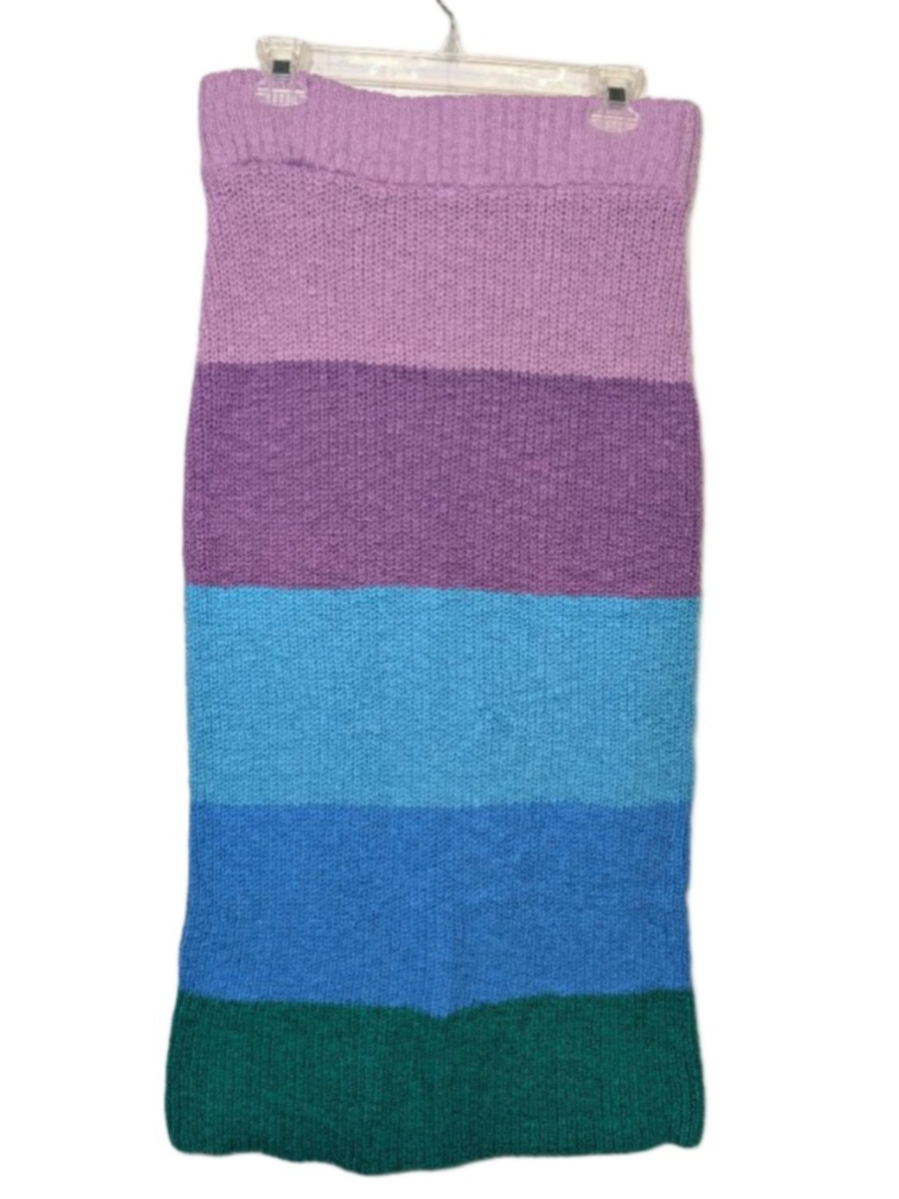 Show Me Your MUMU Pippa Sunset Stripe Knit Pencil Skirt Purple Blue Medium